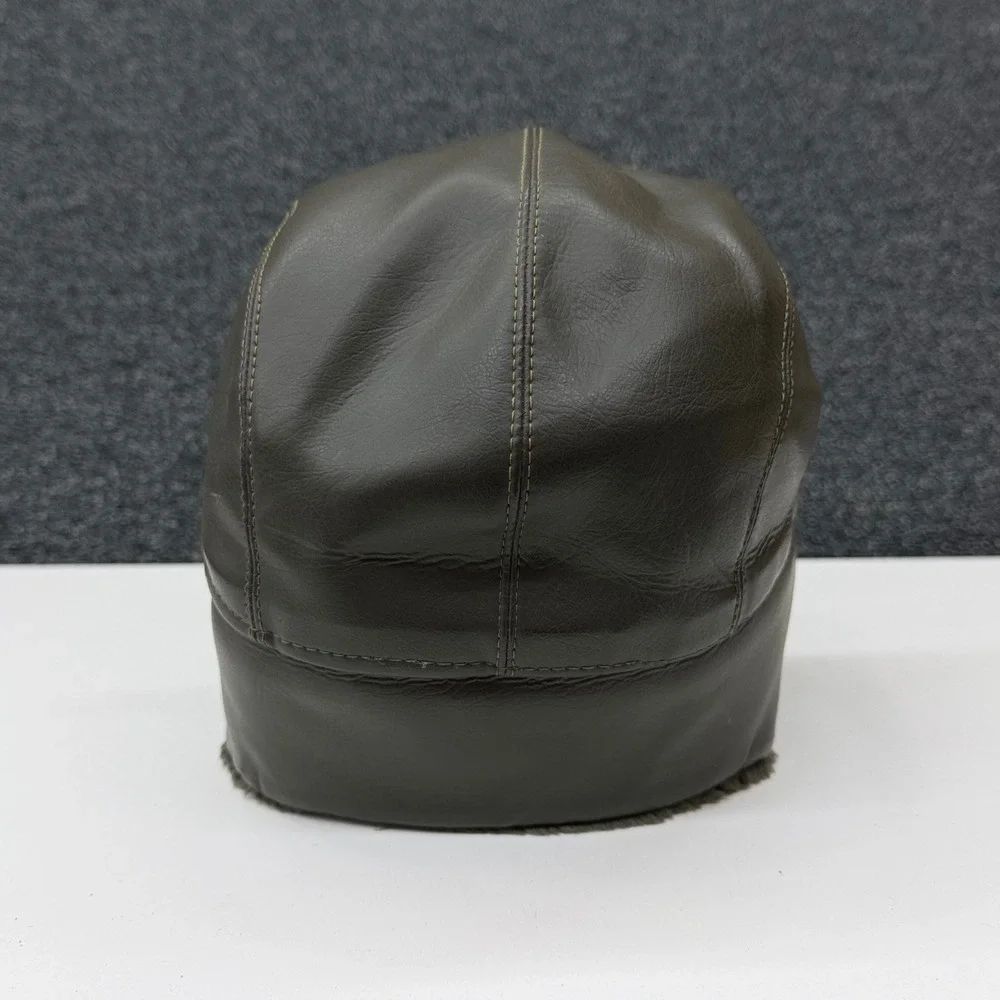 Vintage Genuine Trooper‎ Cap Mens 7 1/4 Olive Green Faux Leather Trapper Hat Hat